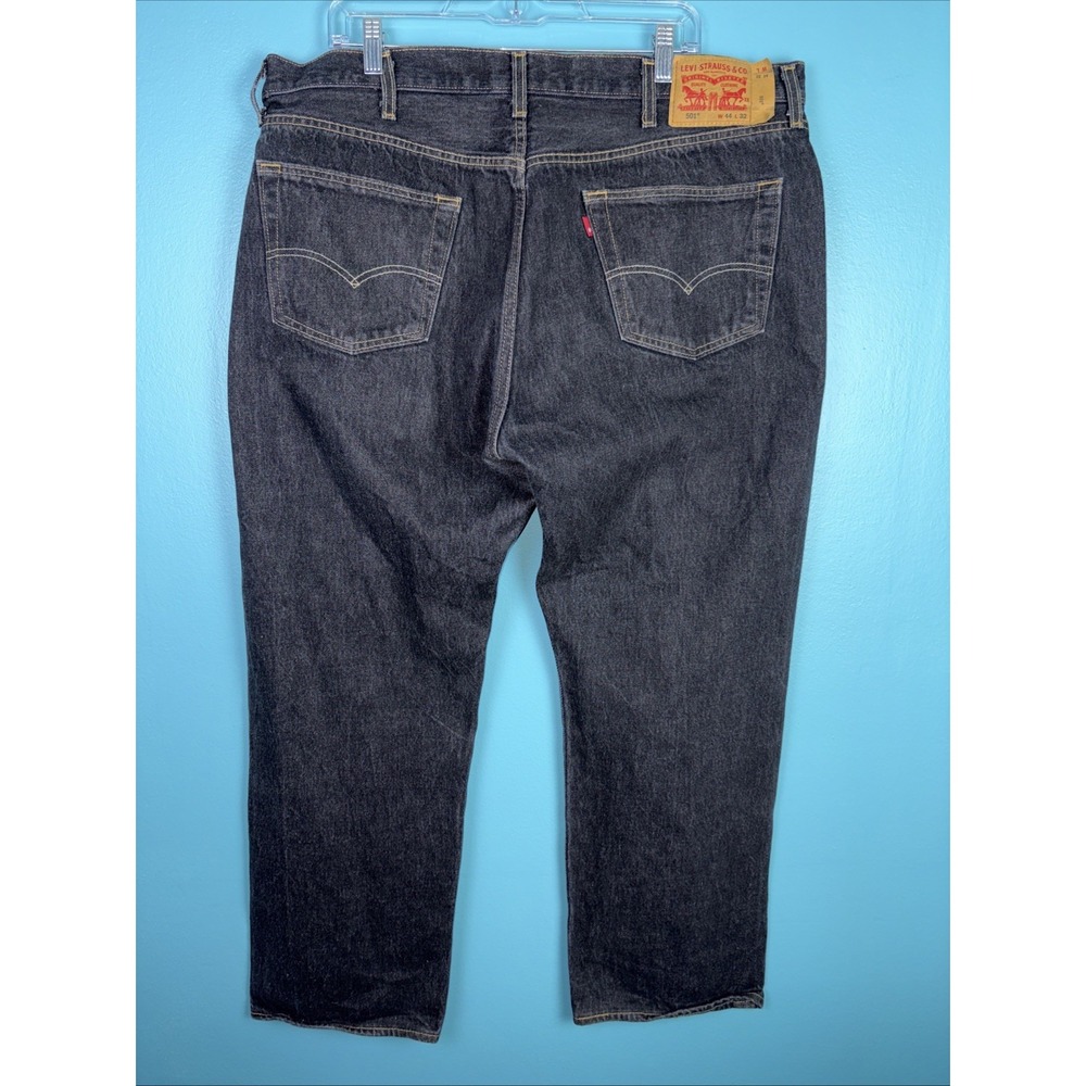Levis 501 Straight Leg Button Fly Mens Jeans - 44x32 , Black